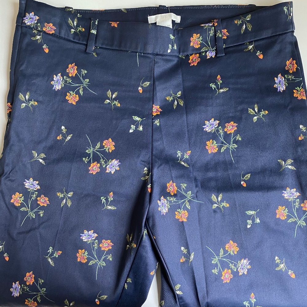 Flowered Dark Blue Pants